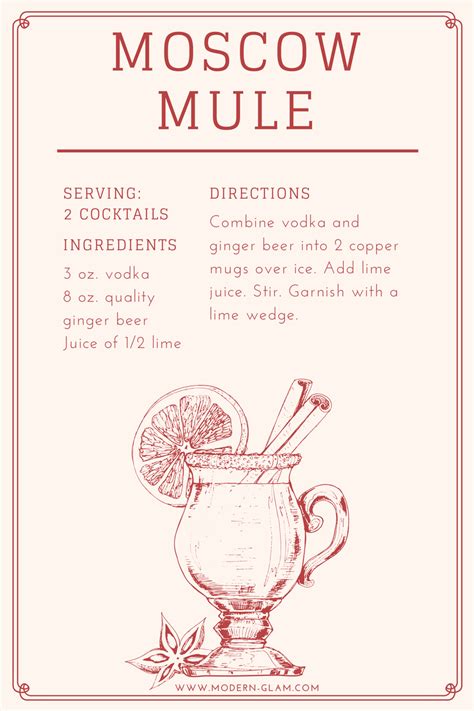 Moscow Mule Recipe Card Printable